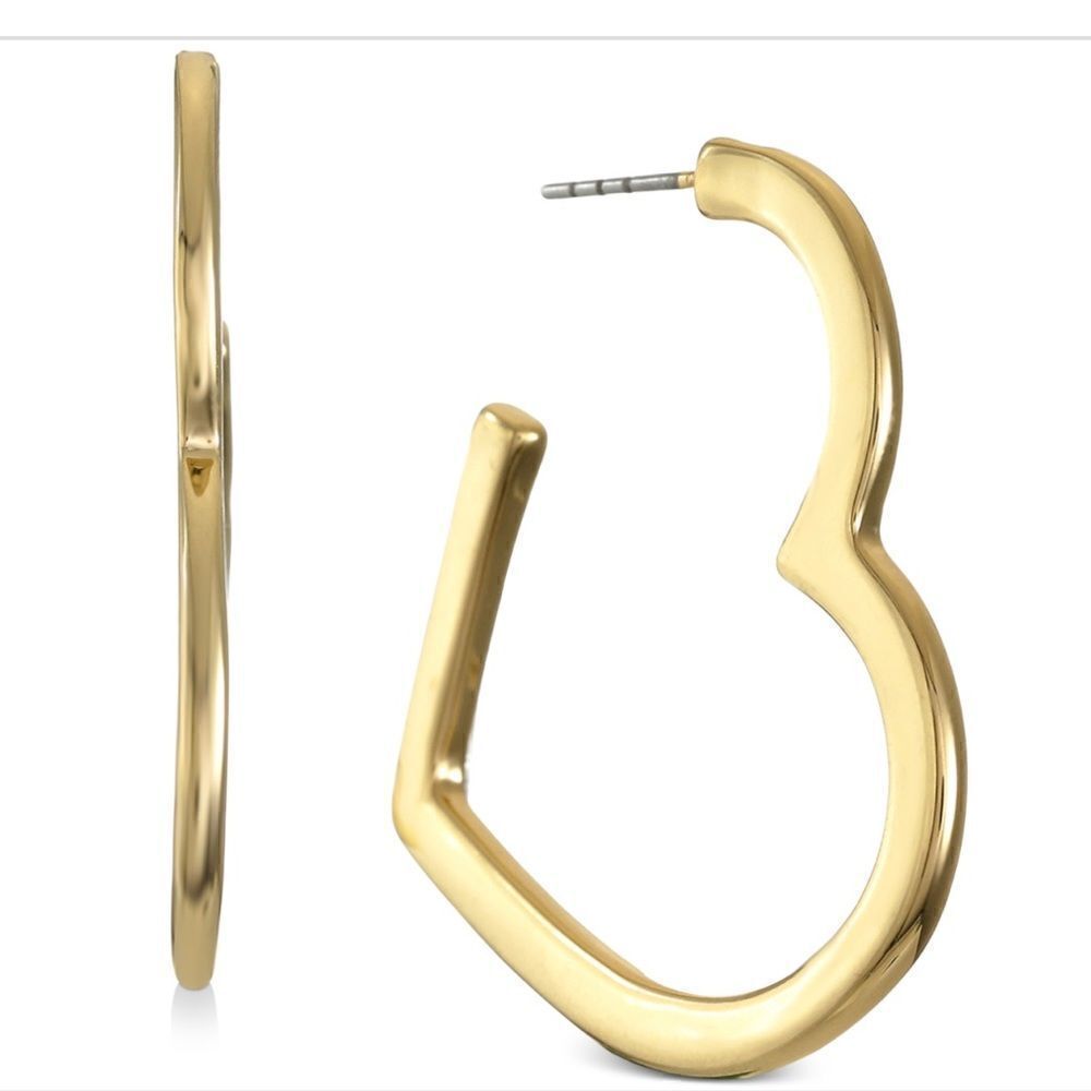 NWT Alfani Gold-Tone Open Heart Hoop Earrings